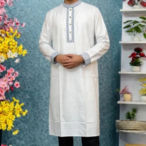 🔥 স্টাইলিশ প্রিমিয়াম কটন পাঞ্জাবি! 🔥White